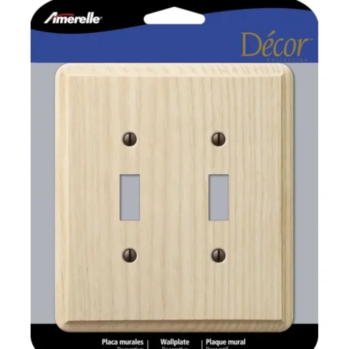 Amerelle Contemporary Unfinished Beige 2 gang Wood Toggle Wall Plate 1 pk