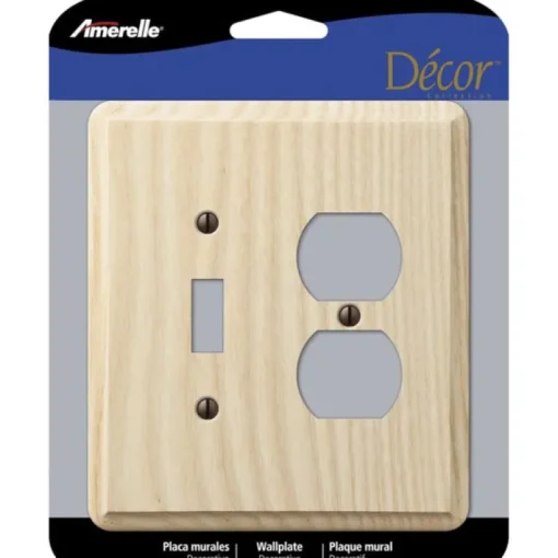 Amerelle Contemporary Unfinished Beige 2 gang Ash Wood Duplex/Toggle Wall Plate 1 pk