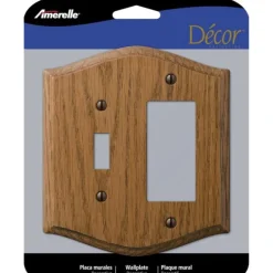 Amerelle Country Medium Brown 2 gang Oak Wood Decorator/Toggle Wall Plate 1 pk