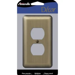 Amerelle Devon Brushed Brass 1 gang Stamped Steel Duplex Wall Plate 1 pk