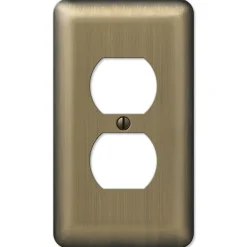 Amerelle Devon Brushed Brass 1 gang Stamped Steel Duplex Wall Plate 1 pk