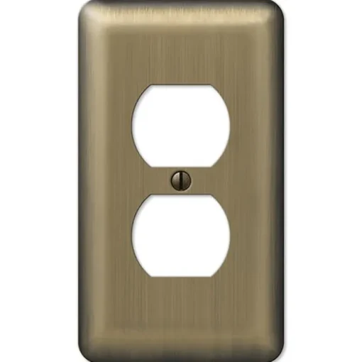 Amerelle Devon Brushed Brass 1 gang Stamped Steel Duplex Wall Plate 1 pk