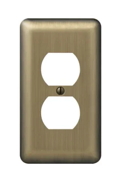 Amerelle Devon Brushed Brass 1 gang Stamped Steel Duplex Wall Plate 1 pk