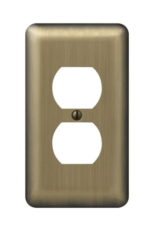 Amerelle Devon Brushed Brass 1 gang Stamped Steel Duplex Wall Plate 1 pk
