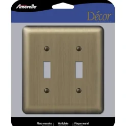 Amerelle Devon Brushed Brass 2 gang Stamped Steel Toggle Wall Plate 1 pk