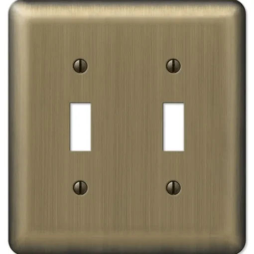 Amerelle Devon Brushed Brass 2 gang Stamped Steel Toggle Wall Plate 1 pk