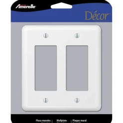 Amerelle Devon White 2 gang Stamped Steel Decorator Wall Plate 1 pk