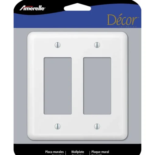 Amerelle Devon White 2 gang Stamped Steel Decorator Wall Plate 1 pk