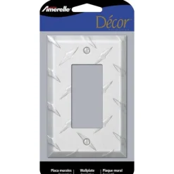 Amerelle Diamond Silver 1 gang Stamped Aluminum Decorator Wall Plate 1 pk