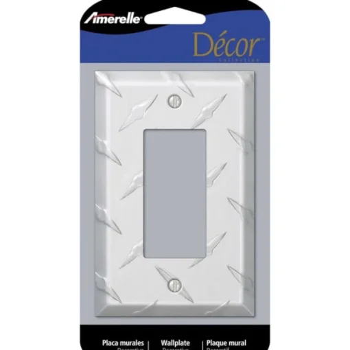 Amerelle Diamond Silver 1 gang Stamped Aluminum Decorator Wall Plate 1 pk