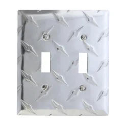 Amerelle Diamond Silver 2 gang Stamped Aluminum Toggle Wall Plate 1 pk
