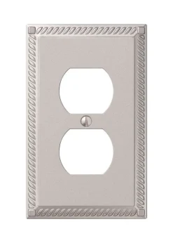Amerelle Georgian Satin Nickel 1 gang Die-Cast Metal Duplex Wall Plate 1 pk