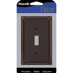 Amerelle Imperial Bead Aged Bronze 1 gang Die-Cast Metal Toggle Wall Plate 1 pk