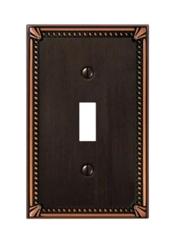 Amerelle Imperial Bead Aged Bronze 1 gang Die-Cast Metal Toggle Wall Plate 1 pk