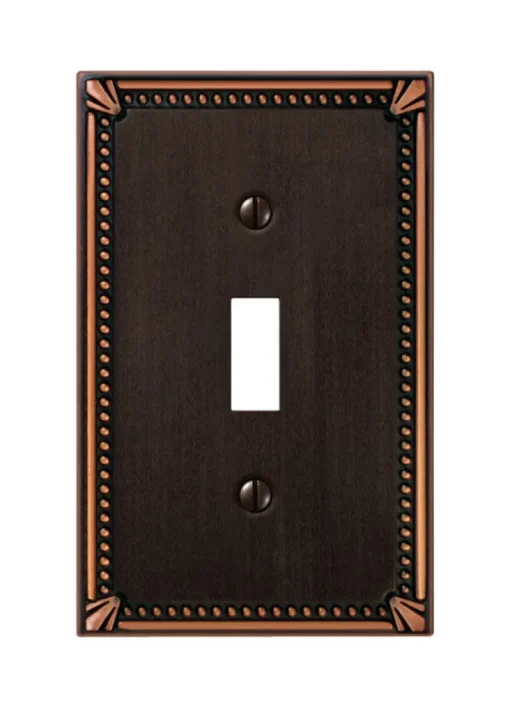 Amerelle Imperial Bead Aged Bronze 1 gang Die-Cast Metal Toggle Wall Plate 1 pk