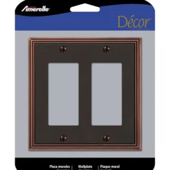 Amerelle Imperial Bead Aged Bronze 2 gang Die-Cast Metal Decorator Wall Plate 1 pk