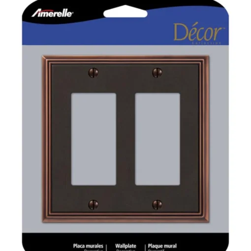 Amerelle Imperial Bead Aged Bronze 2 gang Die-Cast Metal Decorator Wall Plate 1 pk