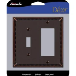Amerelle Imperial Bead Aged Bronze 2 gang Die-Cast Metal Toggle Wall Plate 1 pk