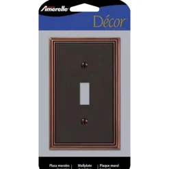 Amerelle Metro Aged Bronze 1 gang Die-Cast Metal Toggle Wall Plate 1 pk