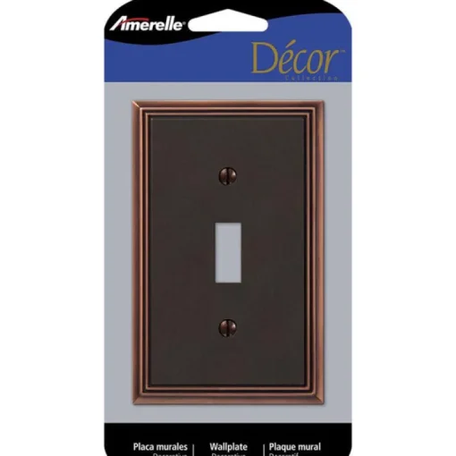 Amerelle Metro Aged Bronze 1 gang Die-Cast Metal Toggle Wall Plate 1 pk