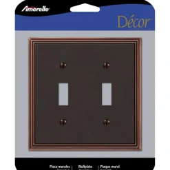 Amerelle Metro Aged Bronze 2 gang Die-Cast Metal Toggle Wall Plate 1 pk