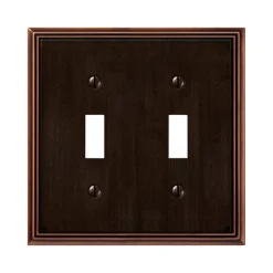 Amerelle Metro Aged Bronze 2 gang Die-Cast Metal Toggle Wall Plate 1 pk