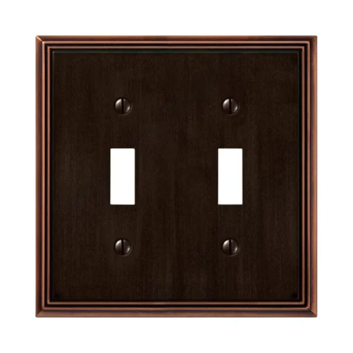 Amerelle Metro Aged Bronze 2 gang Die-Cast Metal Toggle Wall Plate 1 pk