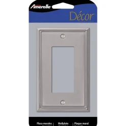 Amerelle Metro Brushed Nickel 1 gang Die-Cast Metal Decorator Wall Plate 1 pk