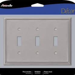 Amerelle Metro Brushed Nickel 3 gang Die-Cast Metal Toggle Wall Plate 1 pk