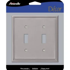 Amerelle Metro Brushed Nickel 2 gang Die-Cast Metal Toggle Wall Plate 1 pk