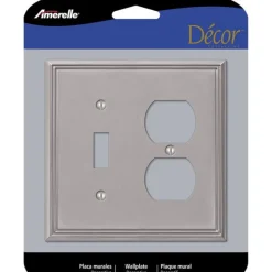 Amerelle Metro Brushed Nickel 2 gang Die-Cast Metal Toggle Wall Plate 1 pk