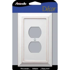 Amerelle Savannah White 1 gang Wood Duplex Wall Plate 1 pk