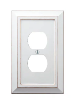 Amerelle Savannah White 1 gang Wood Duplex Wall Plate 1 pk