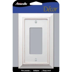 Amerelle Savannah White 1 gang Wood Decorator Wall Plate 1 pk