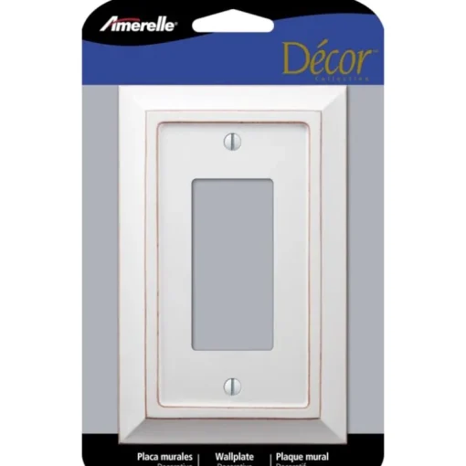 Amerelle Savannah White 1 gang Wood Decorator Wall Plate 1 pk