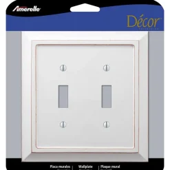 Amerelle Savannah White 2 gang Wood Toggle Wall Plate 1 pk