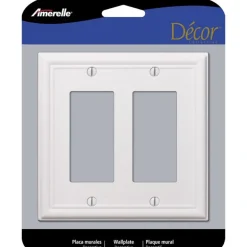 Amerelle White 2 gang Stainless Steel Rocker Wall Plate 1 pk