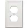 Amerelle White Stamped Steel Duplex Outlet Wall Plate 1 pk