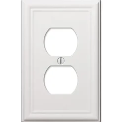 Amerelle White Stamped Steel Duplex Outlet Wall Plate 1 pk