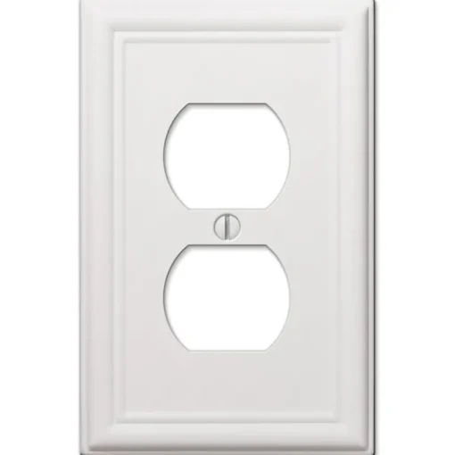 Amerelle White Stamped Steel Duplex Outlet Wall Plate 1 pk