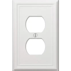 Amerelle White Stamped Steel Duplex Outlet Wall Plate 1 pk