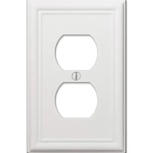 Amerelle White Stamped Steel Duplex Outlet Wall Plate 1 pk