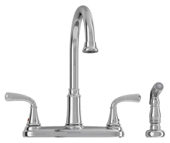 American Standard Tinley Two Handle Chrome Kitchen Faucet Side Sprayer Included