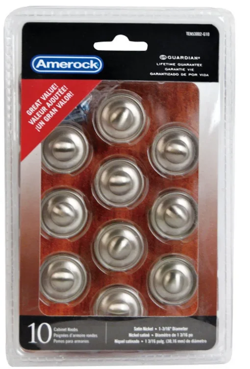 Amerock Allison Round Cabinet Knob 1-3/16 in. D 1 in. Satin Nickel 10 pk