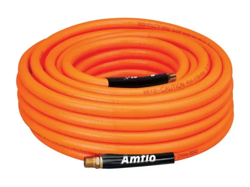 Amflo Orange PVC General Purpose Air Hose 300 PSI 3/8 in. x 100 ft. with 1/4 in. MNPT End Fittings