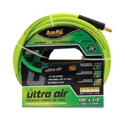 Amflo Ultra Air 100 ft. L X 3/8 in. D Rubber/PVC Hybrid Air Hose 300 psi Yellow