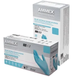 Ammex Professional Nitrile Disposable Exam Gloves Small Blue Powder Free 100 pc