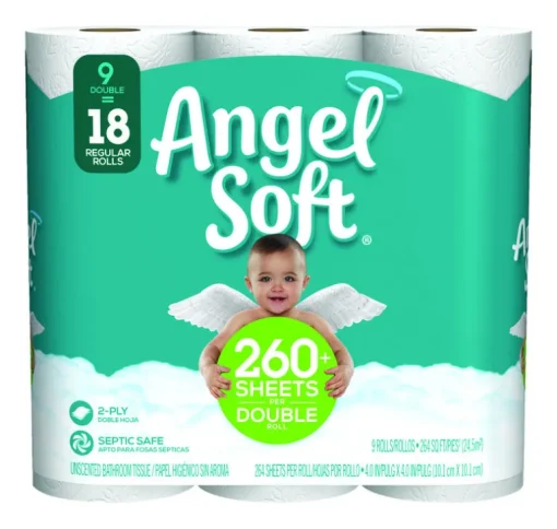 Angel Soft Toilet Paper 9 roll 264 sheet 264 SQFT (Pack of 5)