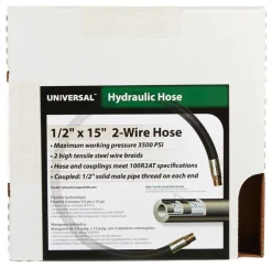 Apache 0.5 in. D X 15 in. L 3500 psi Rubber 2-Wire Hydraulic Hose