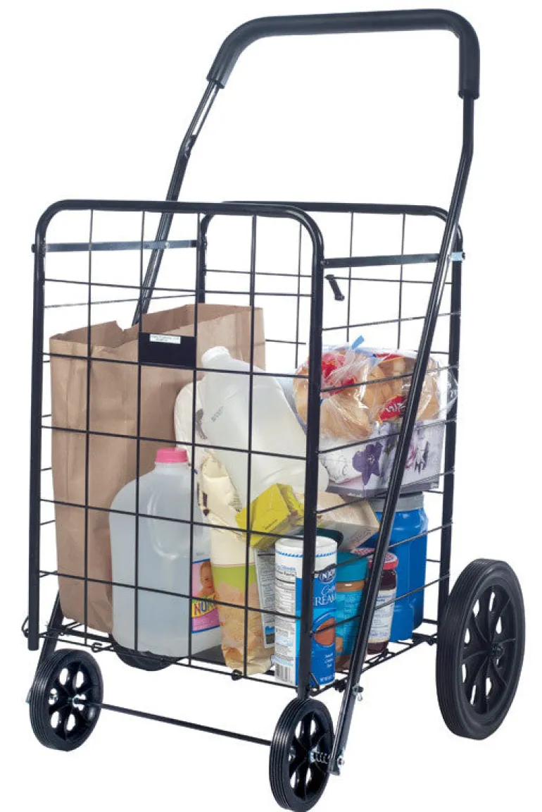 Apex 40-9/16 in. H x 24-13/16 in. W x 21-1/2 in. L Black Collapsible Shopping Cart (Pack of 2)